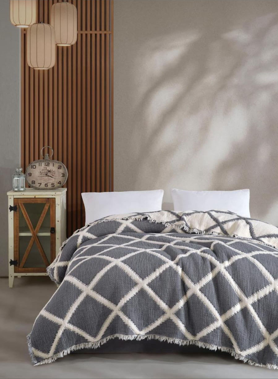 Муслінове покривало Charlotte Exclusive 230 х 250 см. Antrasit, фото 1