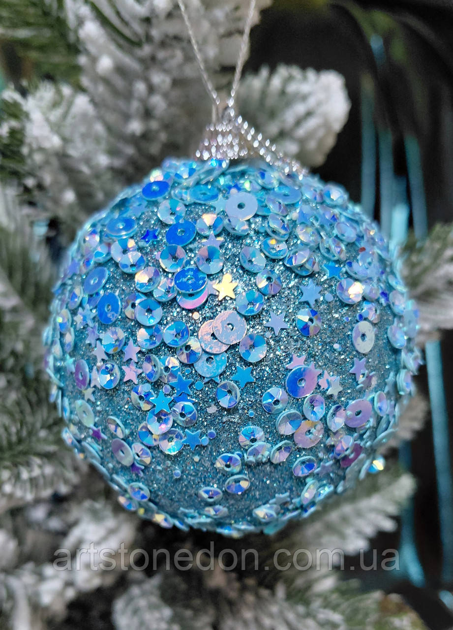 Ялинкова іграшка «Куля з паєтками», 8 см, пластик, фото 1