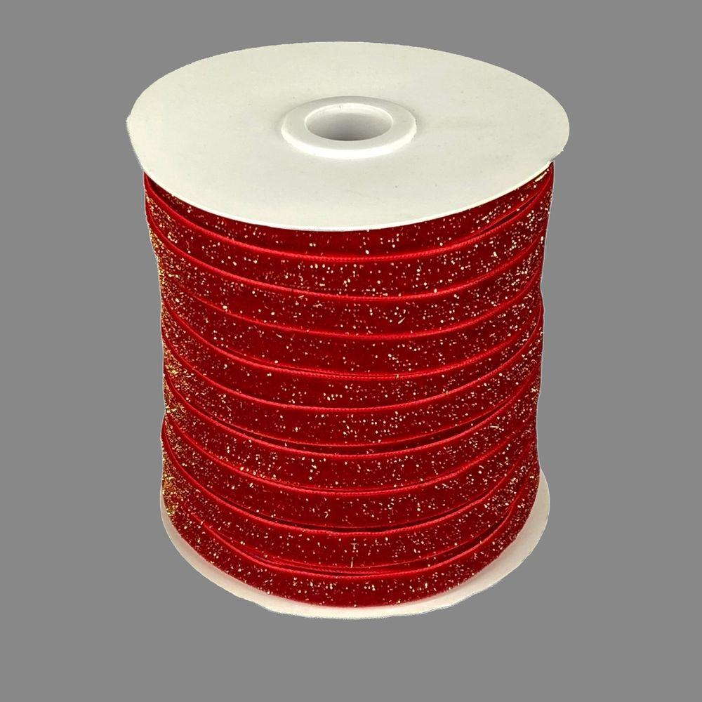 Оксамитова стрічка 1 см × 50 ярдів – для декору, банти, рукоділля, фото 1