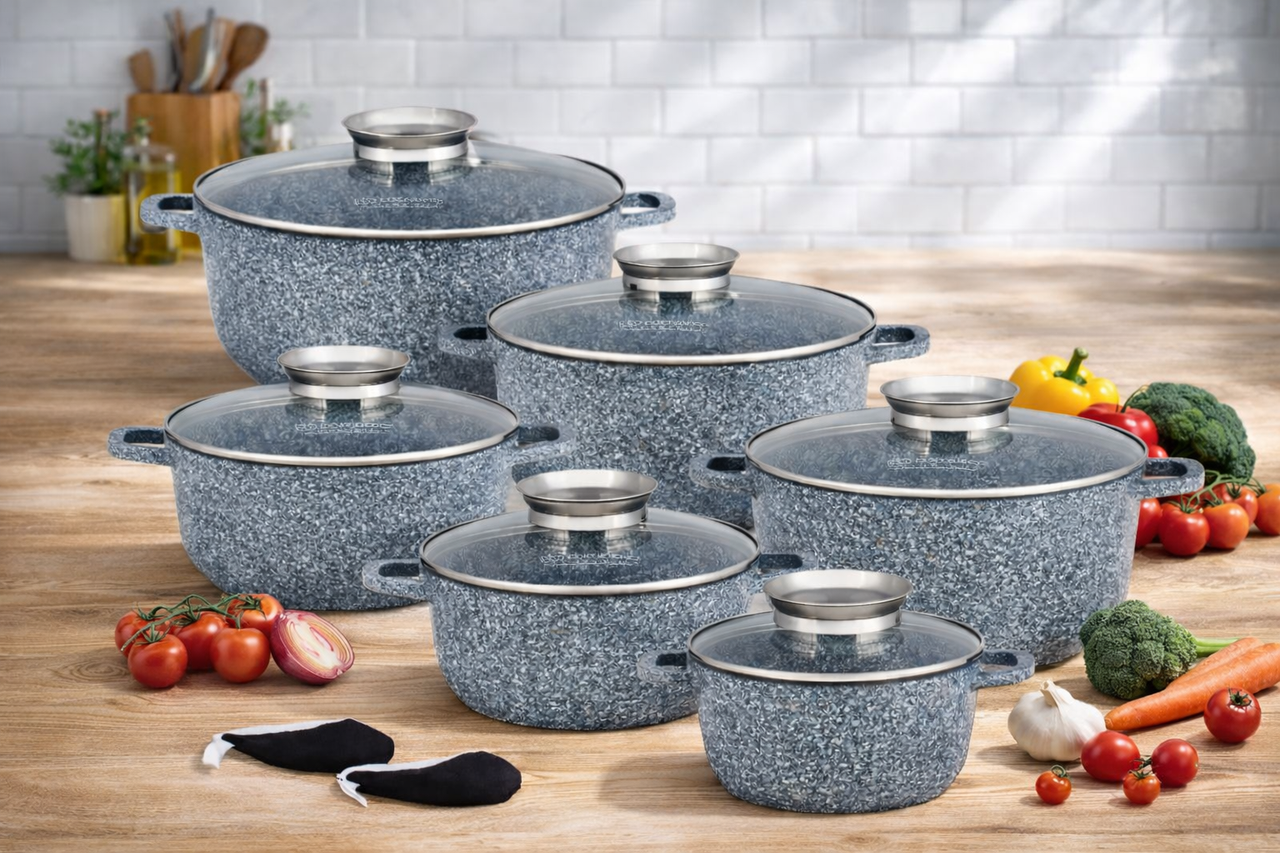 Набір кухонного посуду Edenberg EB‑8144, 12 предметів з гранітним покриттям / Набір казанів, фото 1