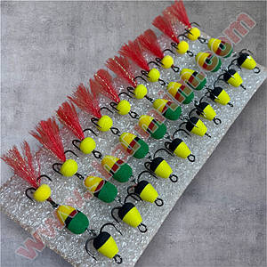 Мандула на судака 65 мм / col. Жовто-Чорно-Зелена