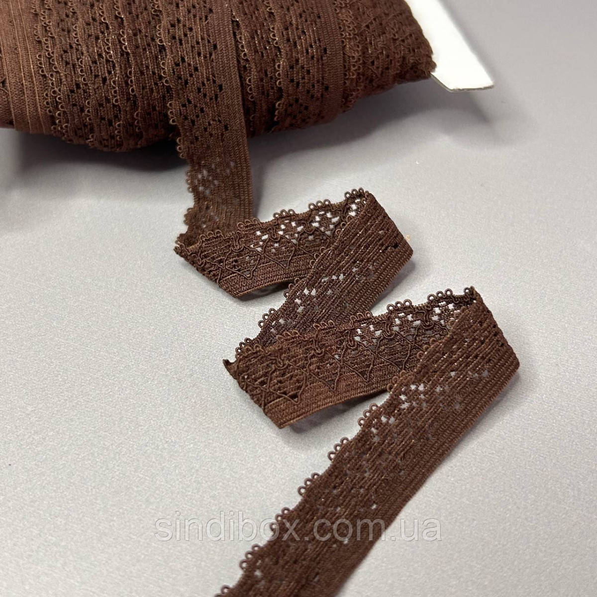 Резинка ажурна, оздоблювальна 15 мм - шоколадний, фото 1