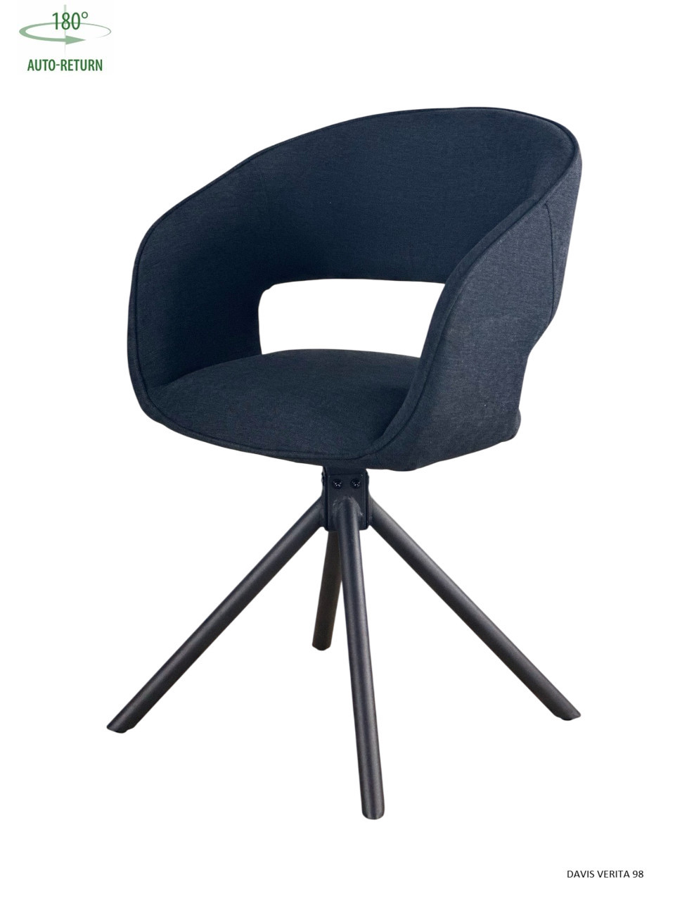 Стілець/крісло поворотне на 180 з автоповерненням HOLLY Perfect Home Україна Чорний Davis Verita 98, фото 1