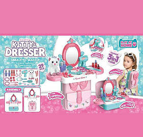 Трюмо 661-3003 (18)  пластиковий рюкзачок, ремінці, муляж косметики, аксесуари, м’яка іграшка - котик, в коробці