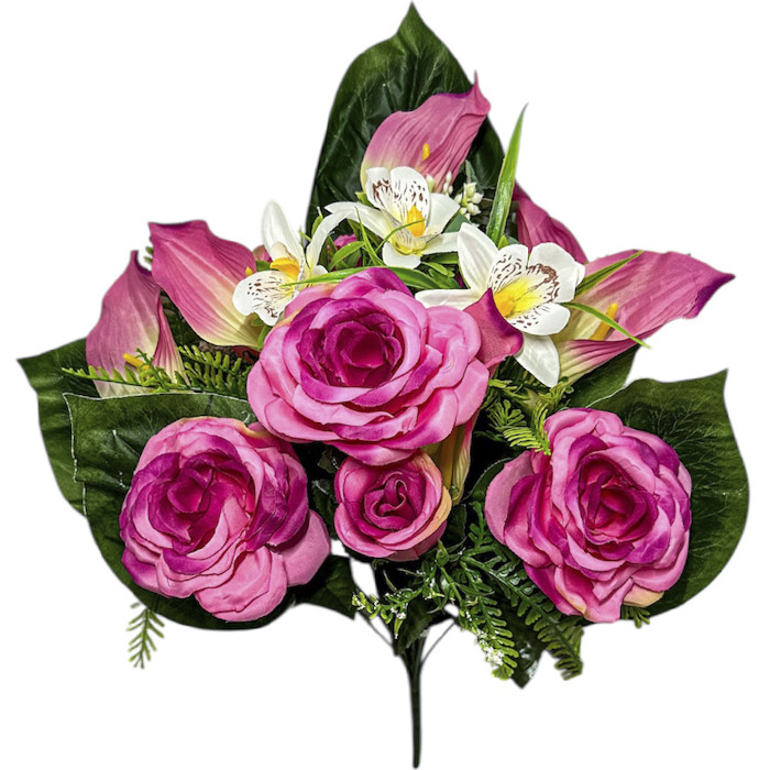 Штучні квіти букет троянди, орхідеї, кали Асамблея, 46см, фото 1