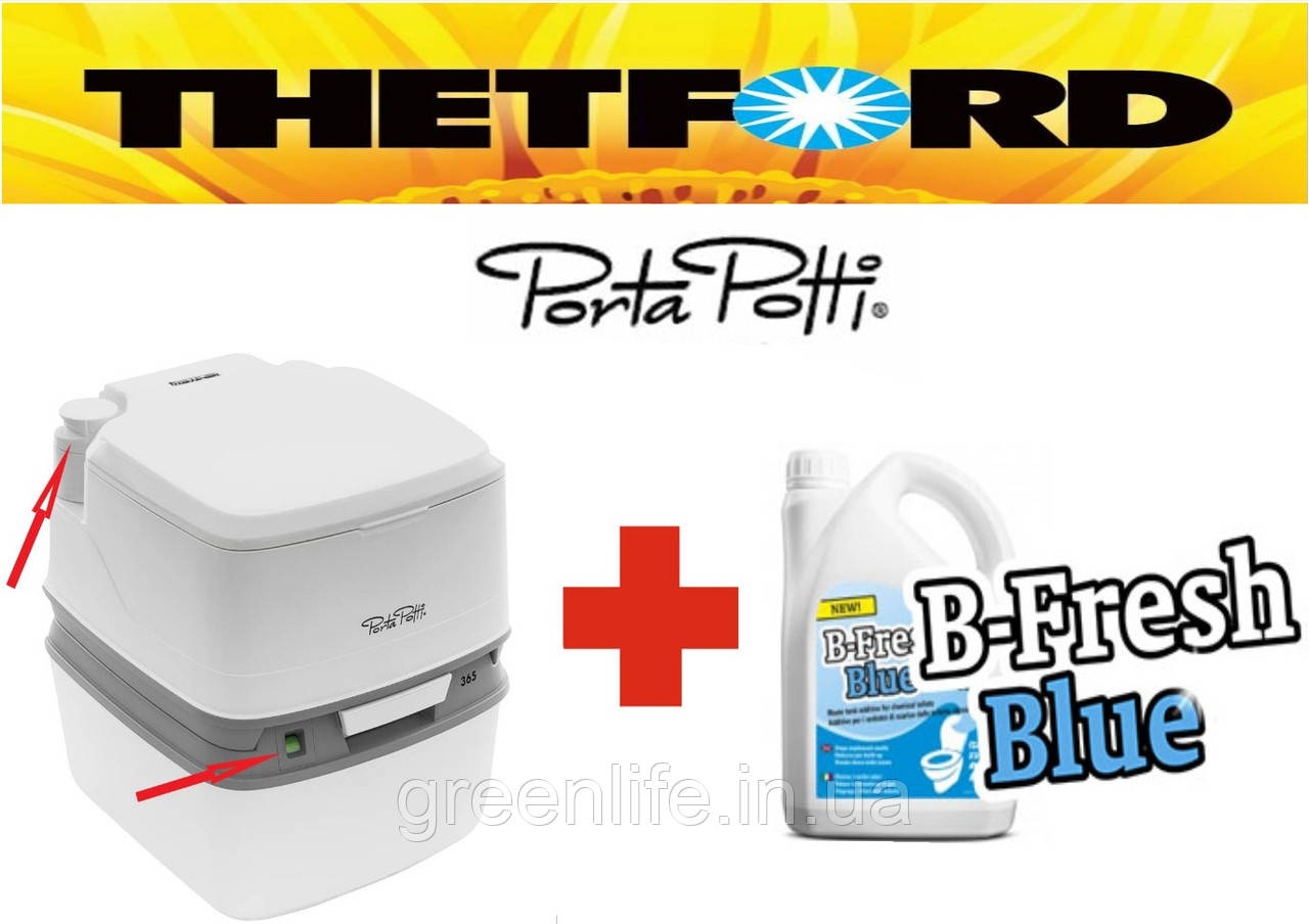 Біотуалет, Порта Поті 365. Оригінал! THETFORD, Porta Potti 365 Qube плюс  Бі Фреш Блю 2 л., фото 1