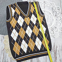 140 8-9 років в'язана жилетка для хлопчика 4410 Коричнева