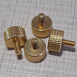 Гвинт М3×6 мм, безінструментальний, алюмінієвий, 4 шт, золотий, фото 1