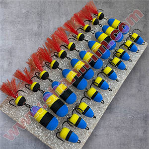 Мандула на судака 90 мм / col. Синьо-Чорно-Жовта