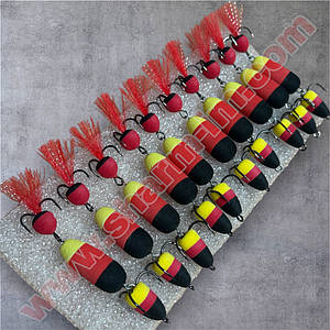 Мандула на судака 90 мм / col. Чорно-Червоно-Жовта