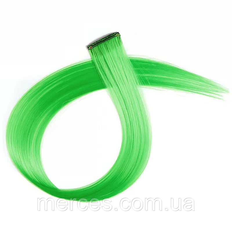 Накладне пасмо на шпильці кліпсі для волосся світло-зелений канекалон для зачіски плетіння коси, фото 1