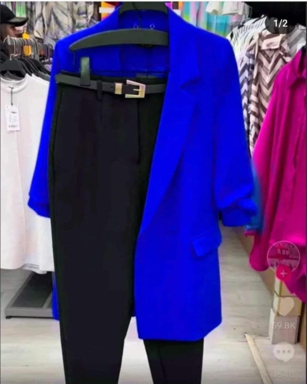 Костюм піджак синій штани чорні 46 48 розмір, фото 1