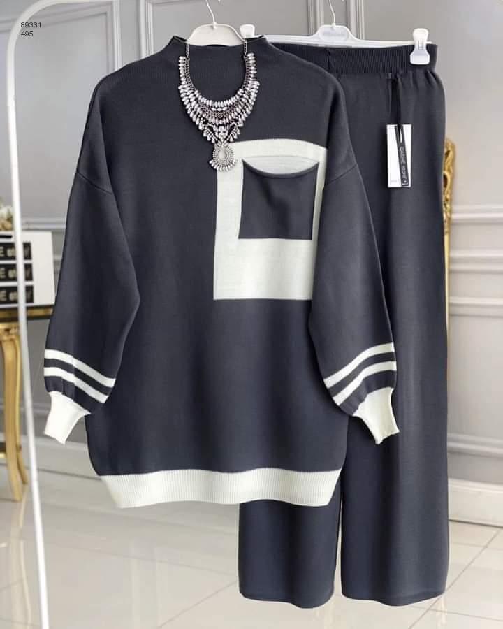 Костюм верх + штани (двійка)  48 розмір сірий темний білий, фото 1