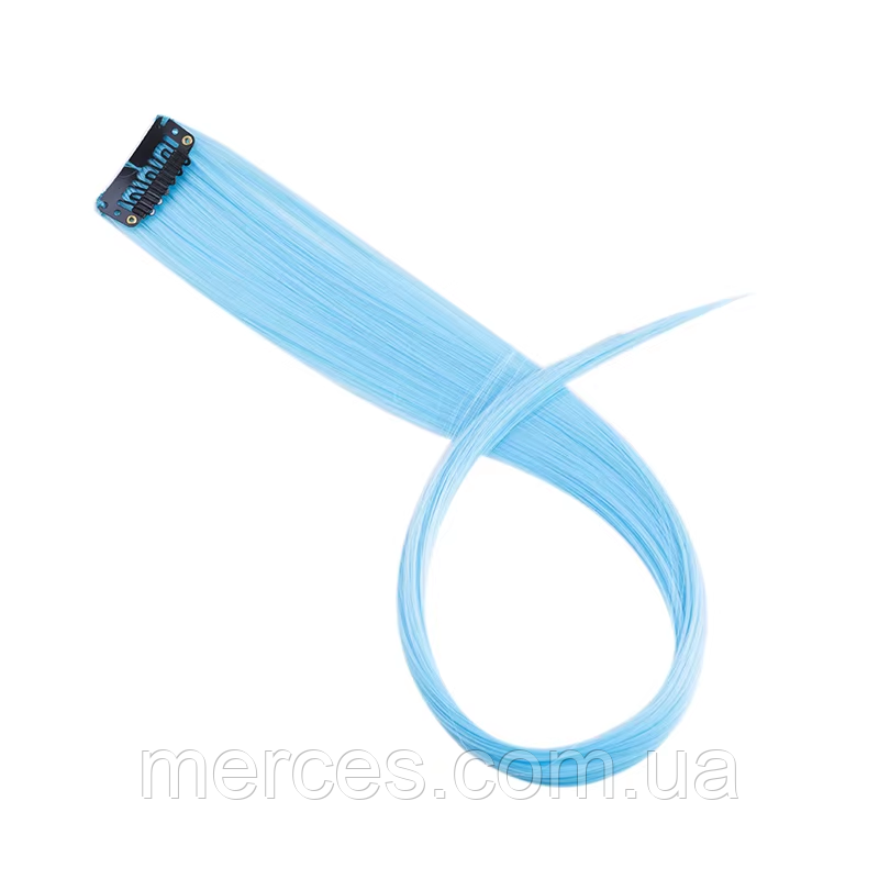 Накладне пасмо на шпильці кліпсі для волосся блакитний канекалон для зачіски плетіння коси, фото 1