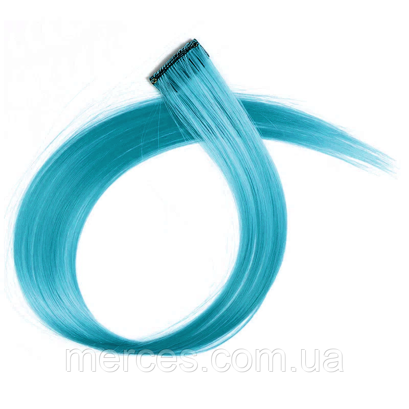 Накладне пасмо на шпильці кліпсі для волосся світло-синій канекалон для зачіски плетіння коси, фото 1