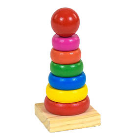 Дитяча дерев'яна іграшка "Пірамідка" RZV100, 14 см Bambi yY.