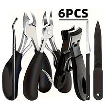 Інструменти для педикюру професійні набір 6 предметів (2кусачки-книпсер-пилка-кюретка-ніж лезо)