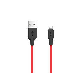 Кабель HOCO X21 USB to iP 2A, 1m, silicone, TPE connectors, Black+Red