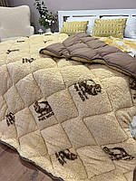 Ковдра зимова євро з відкритим хутром на овчині двостороння 195х215 см