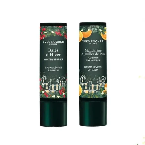 Набір бальзамів для губ Лімітованої колекції з олією Каріте. Мандарин і хвоя, Зимові ягоди Yves Rocher, 4.8 г х 2 шт, фото 1