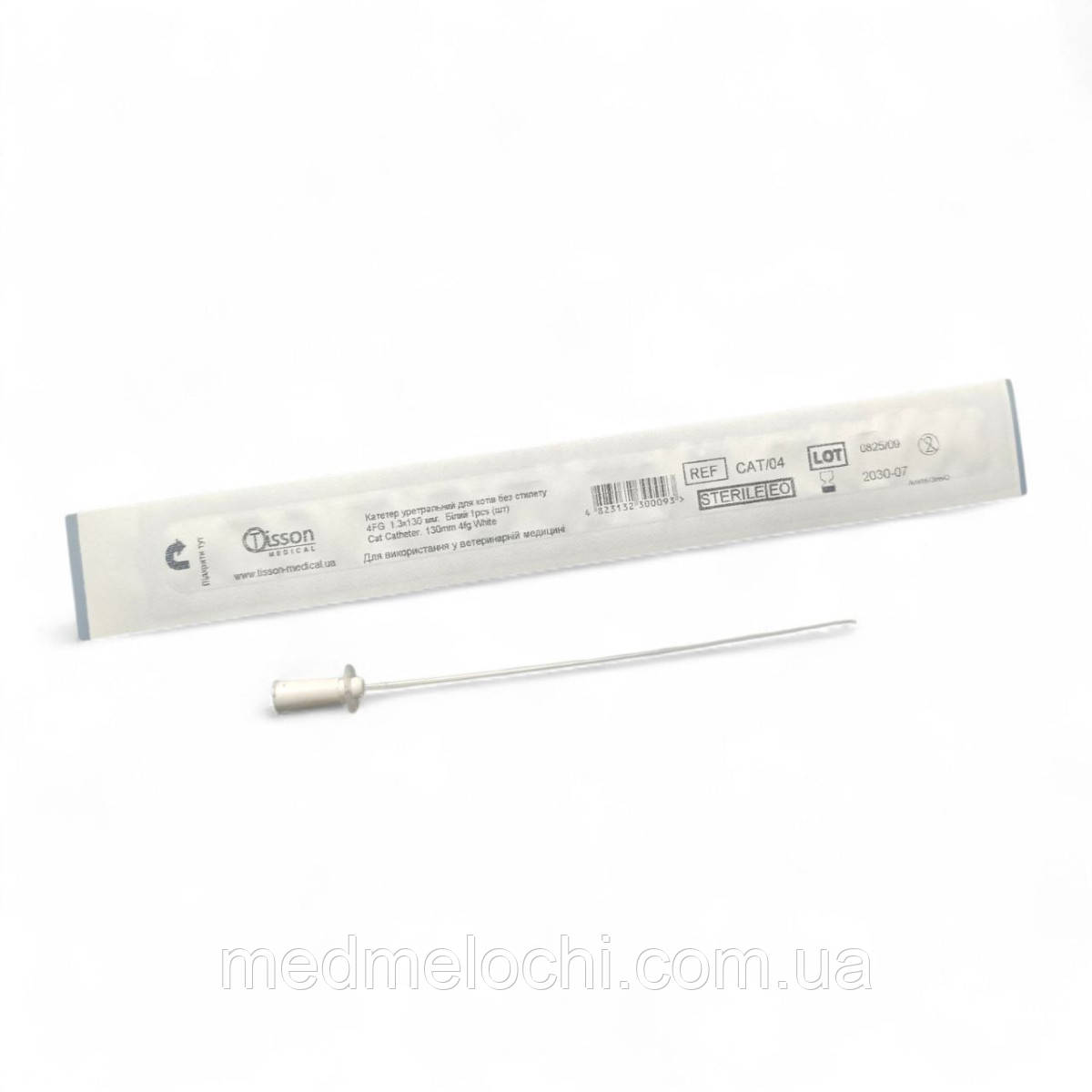 Катетер уретральний Tisson Medical для котів без стилету 4FG 1.3x130 мм. Білий