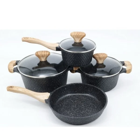 Набір посуду Styleberg ST-3035 7 предметів із кришками гранітне покриття, фото 1