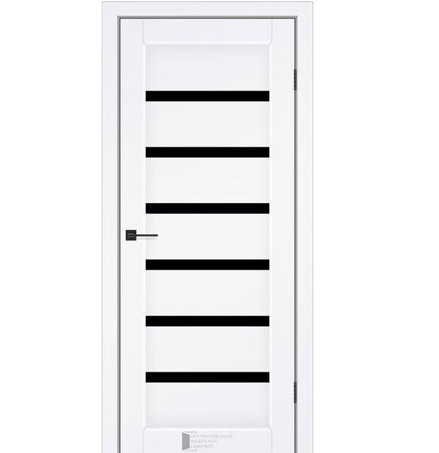 Двері міжкімнатні KDF Bristol білий мат чорне скло