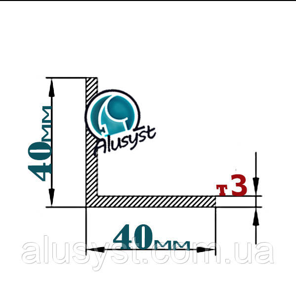 40х40х3 / кутник рівнобічний / 50 см / анодований