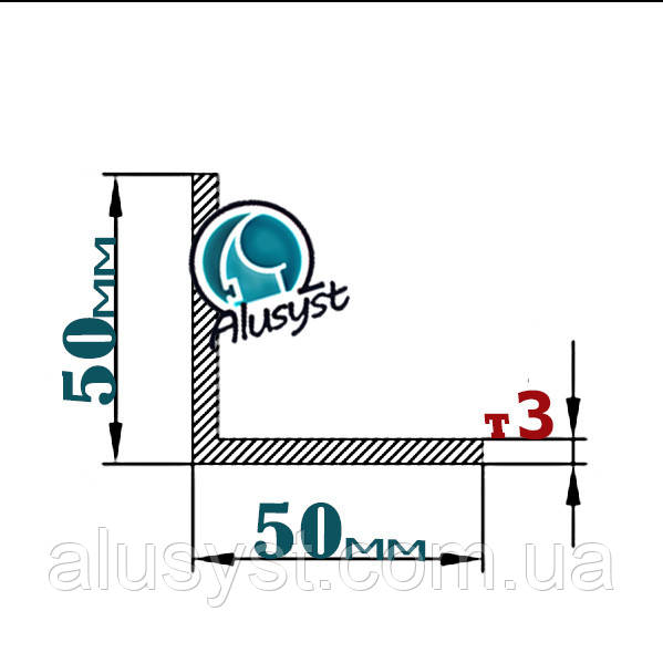 50х50х3 / кутник рівнобічний / 50 см / анодований