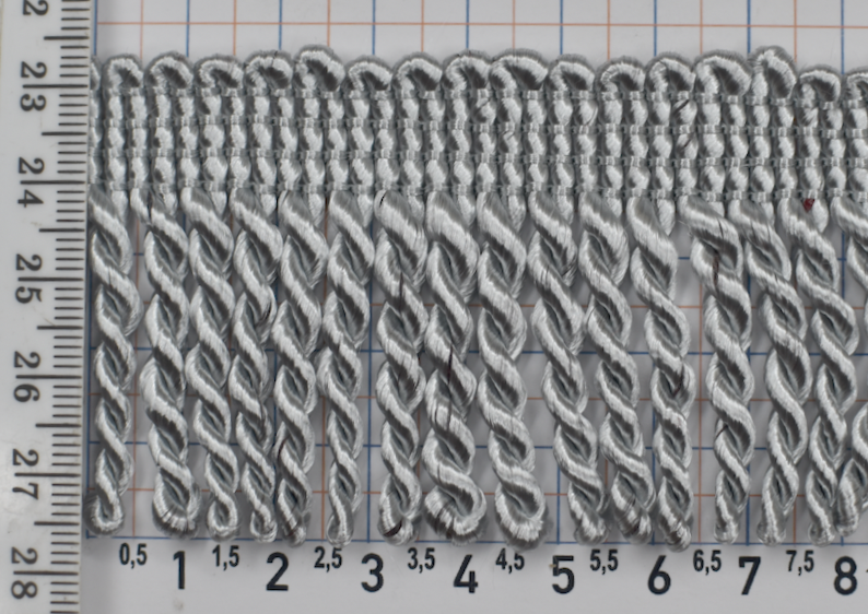 Бахрома кручена товста 5 см, колір сірий, фото 1