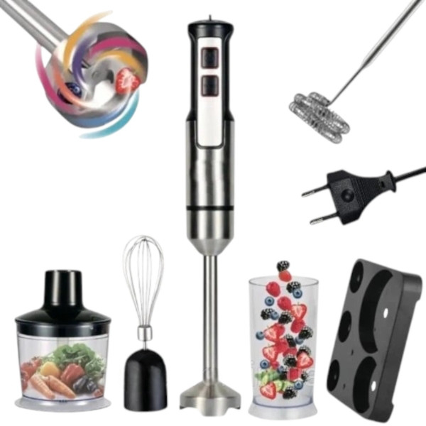Блендер занурювальний зі змінними насадками 6в1 Rainberg RB-2293R Чорний, фото 1