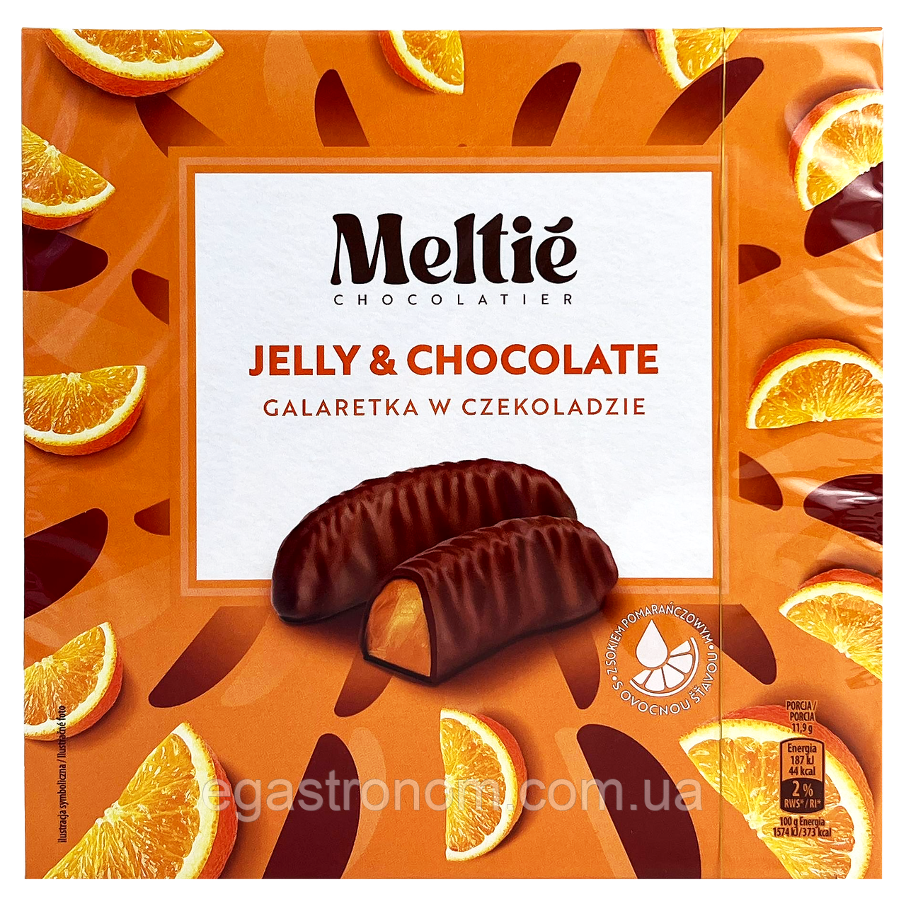 Цукерки галеретка з апельсином Мелті Meltie 190g 24шт/ящ (Код: 00-00018579), фото 1