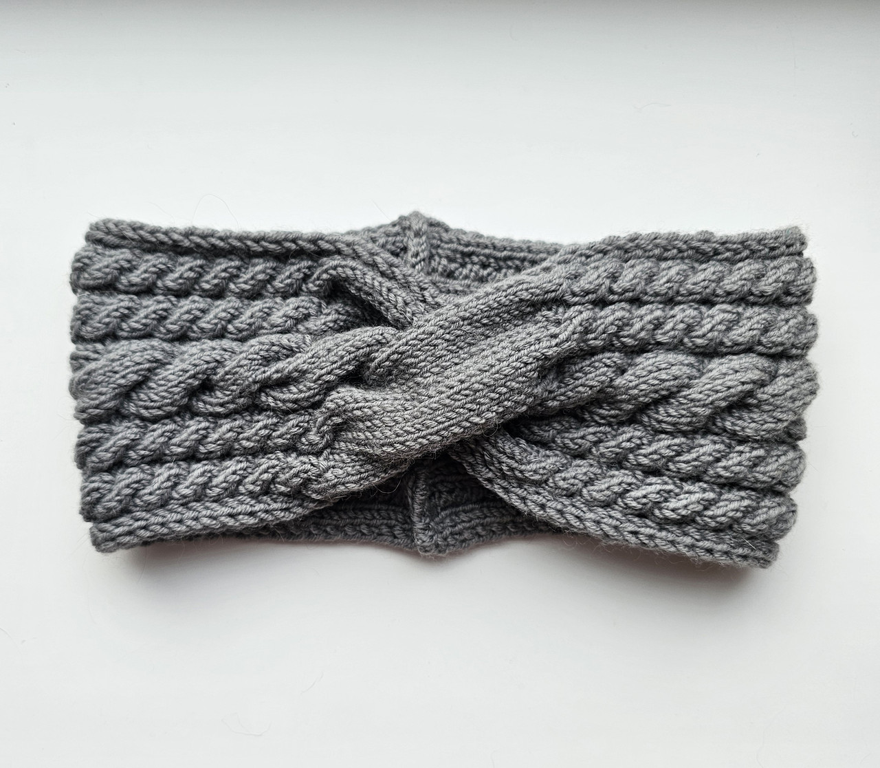 Тепла пов'язка на голову Сіра Kuzya Production, фото 1