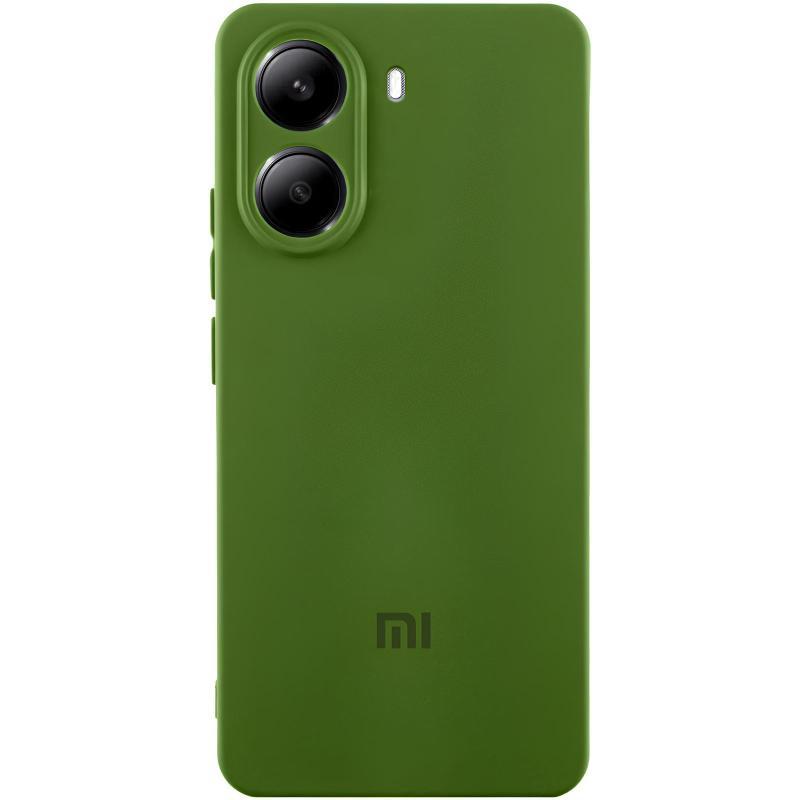Чохол Silicone Cover Lakshmi Full Camera (AA) для Xiaomi Poco X7 Pro | Мікрофібра Зелений / Dark green, фото 1