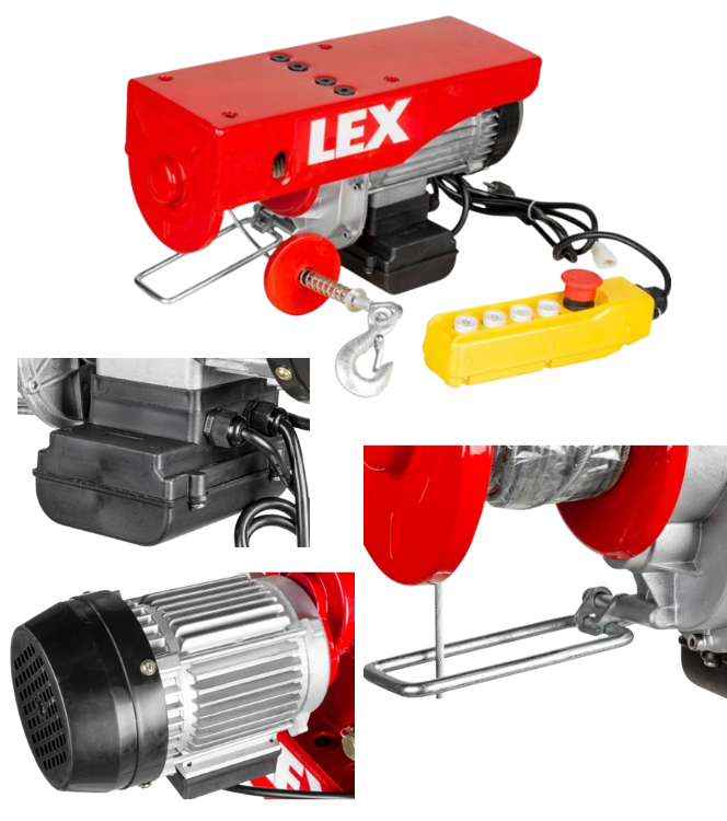 Електрична лебідка/Тельфер LEX 500/1000 кг, 2000 Вт, висота підйому без блока 12 м, фото 1