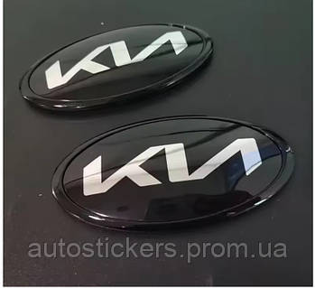 Логотип эмблема KIA 130×65 мм Черный фон, хромированный логотип KIA Легкая установка на капот или багажник Новый стиль