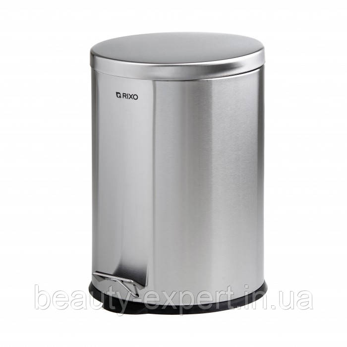 Металевий кошик для сміття Rixo Solido PB220S 20 л нержавіюча сталь з педаллю, фото 1