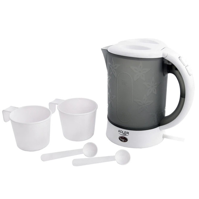 Электрочайник чайник с чашками и ложечками набор в дорогу Adler AD 1268 0.6Л 600Вт VB-75