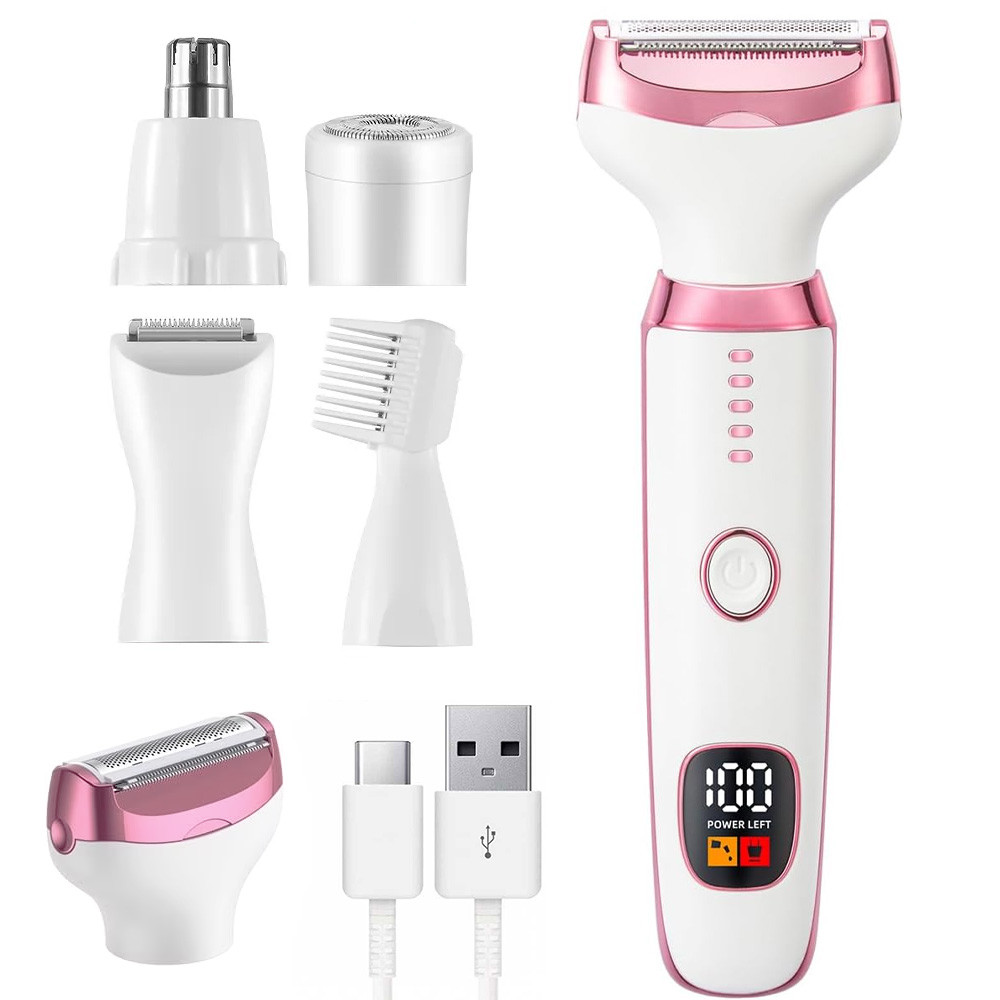 Жіночий епілятор 5в1 для обличчя та тіла, від USB, MS-8377 / Акумуляторний епілятор триммер / Електробритва жіноча, фото 1