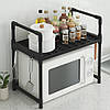 Полиця стелаж над мікрохвильовою піччю, з гачками, 49х48х26см / Настільна полиця органайзер для мікрохвильової печі, фото 2