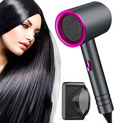 Фен для волосся з концентратором, 750Вт, Рожевий / Фен з насадкою / Фен-сушіння для волосся / Дорожній фен