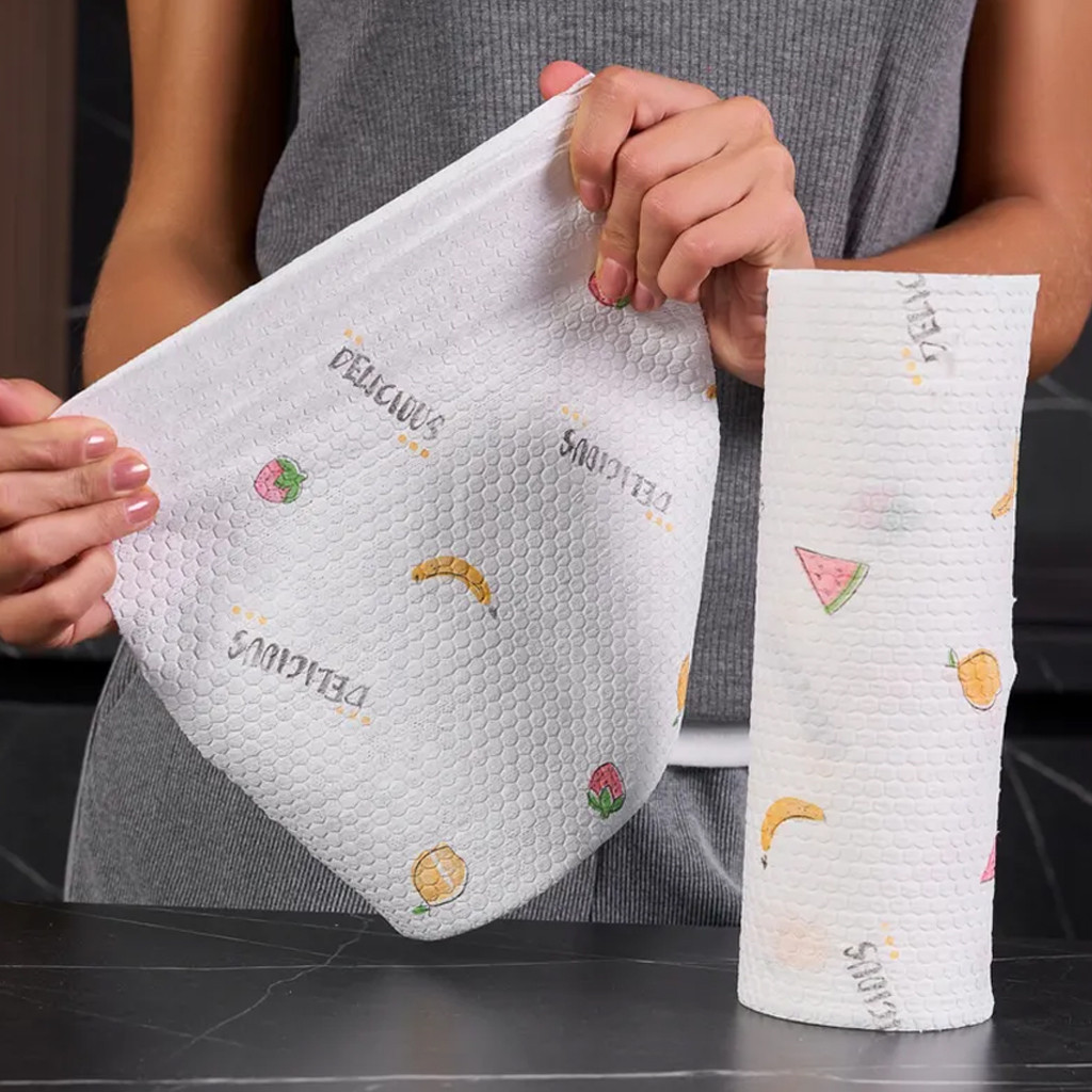 Безворсові серветки для прибирання LY-899, Фрукти/ Багаторазові серветки в рулоні/Суфетки кухонні, фото 1