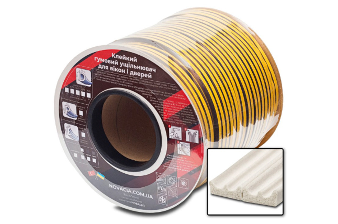 Уплотнитель резиновый E белый (150м) (Ewhite)