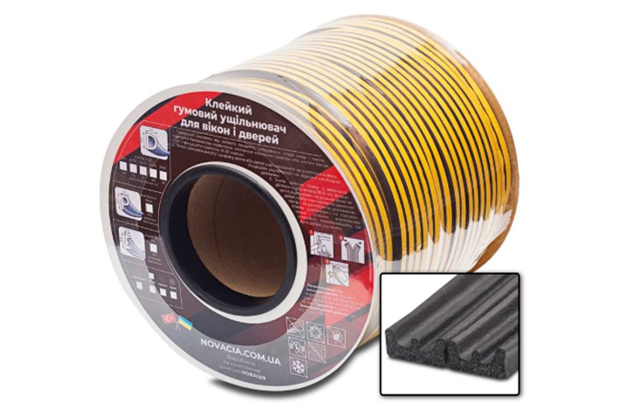 Уплотнитель резиновый E черный (150м) (Eblack)