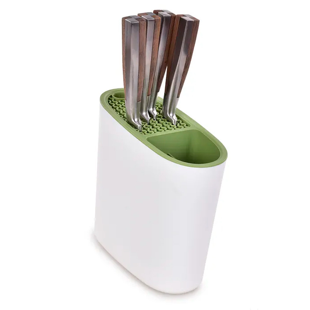 Похила підставка для ножів з крапельним лотком, Білий / Органайзер для ножів / Підставка для кухонного приладдя, фото 1