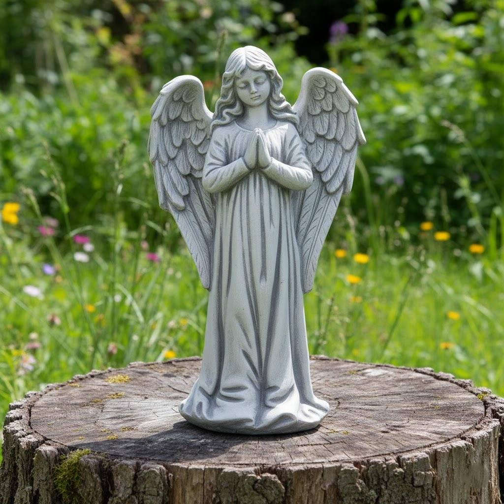 Садова фігурка з бетону, ручної роботи, 31см, Ангел / Бетонна скульптура / Садова фігура з бетону / Фігура садова, фото 1