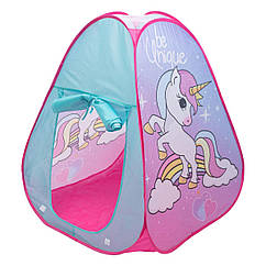 Намет дитячий 80×80×100 см ігровий намет для дівчаток вуличний з єдинорогом Рожевий HP-S-2ND