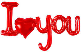 Фольговані літери КНР (54х97 см ) "I LOVE YOU" з серцем