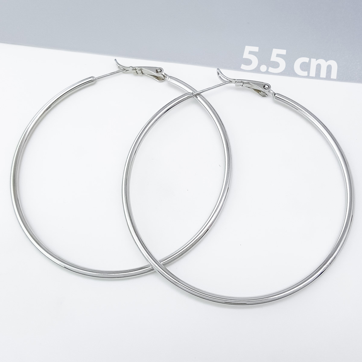 Сережки Конго без камінців, 5,5см, медсплав Xuping, родій, фото 1