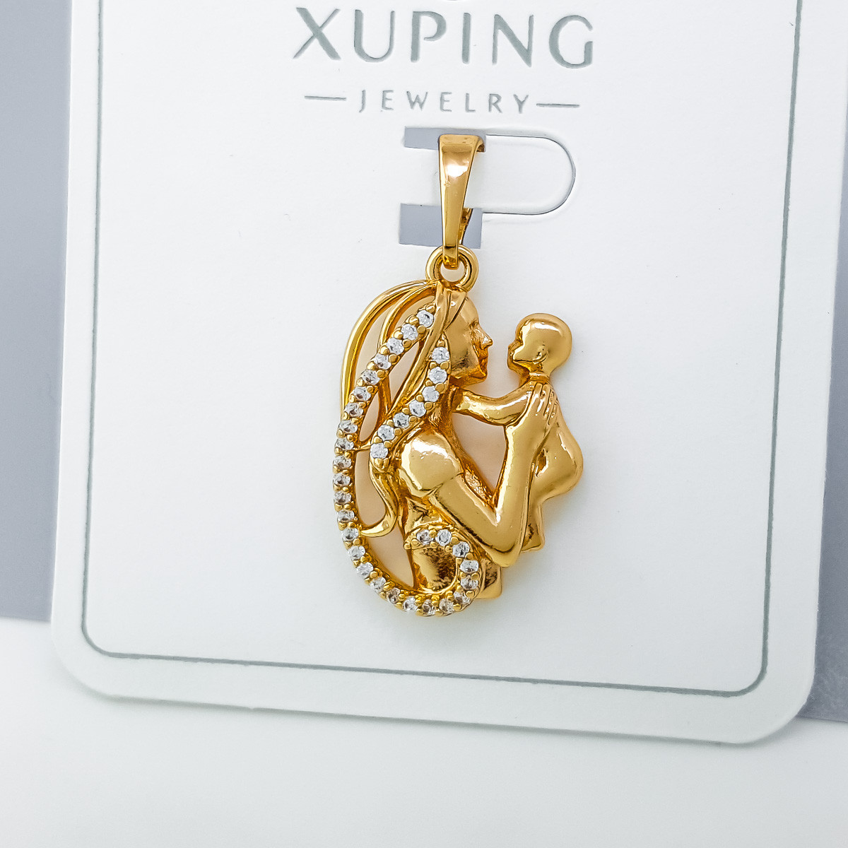 Кулон Мати та Дитя, розсип цирконію, медзолото Xuping 18К, фото 1